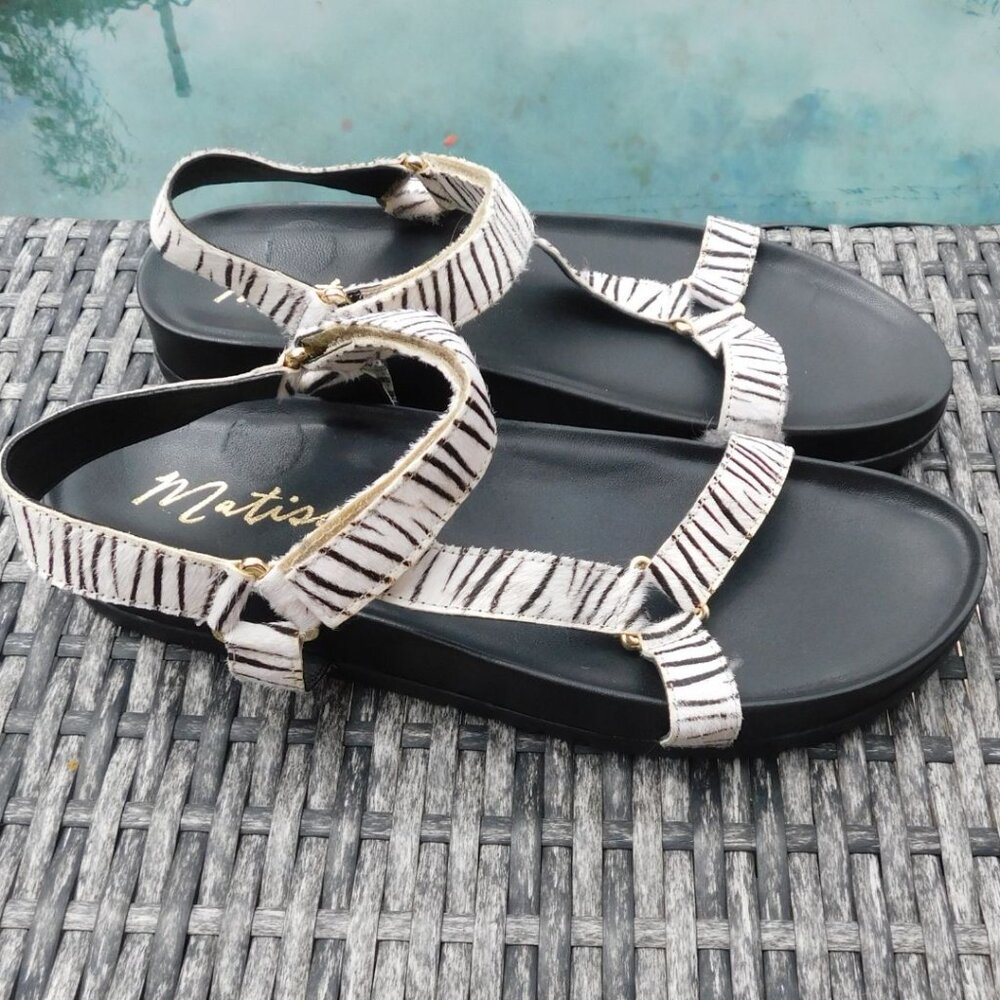 Matisse Black and White Striped Sandals - Picture 3 of 5